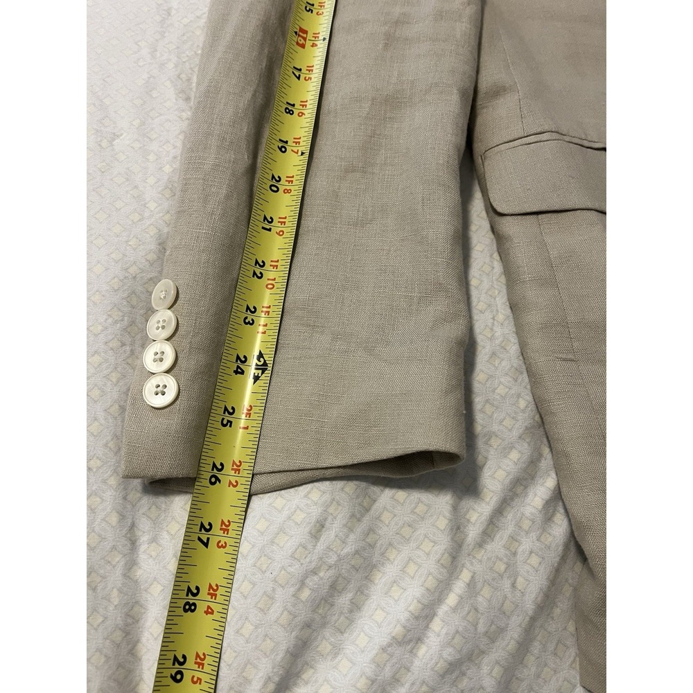 Lauren Ralph Lauren Mens Blazer 44L Tan 100% Linen 2 Button Jacket Coastal Prep - Picture 6 of 9